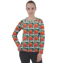 Rose Ornament Women s Long Sleeve Raglan Tee