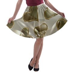   Golden Hearts A-line Skater Skirt by Galinka