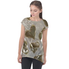   Golden Hearts Cap Sleeve High Low Top by Galinka