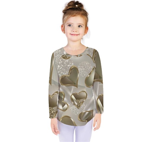   Golden Hearts Kids  Long Sleeve Tee by Galinka