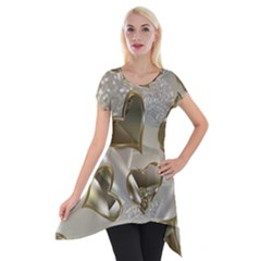   Golden Hearts Short Sleeve Side Drop Tunic by Galinka