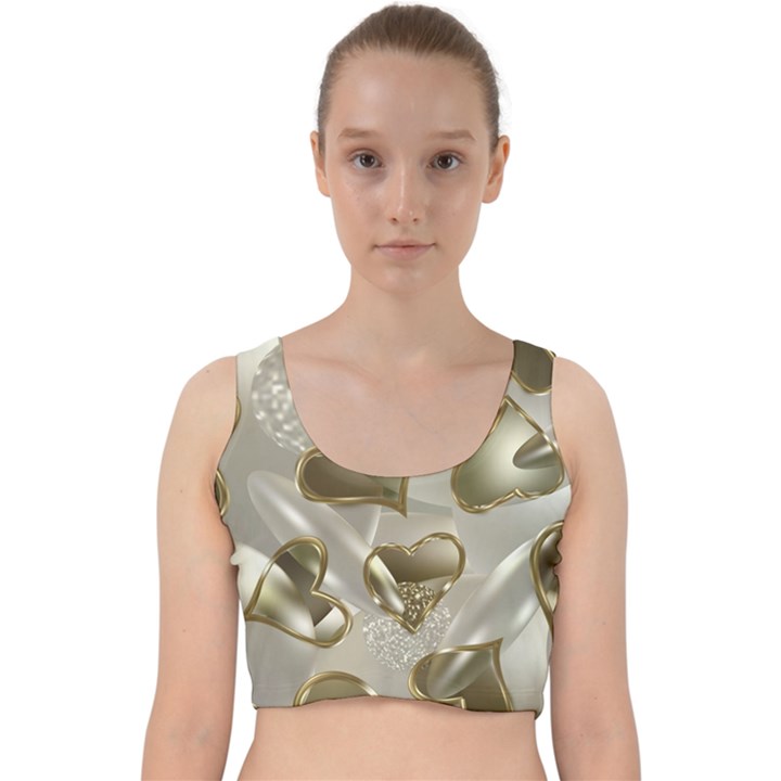   Golden hearts Velvet Racer Back Crop Top