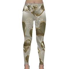   Golden Hearts Lightweight Velour Classic Yoga Leggings by Galinka