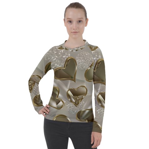   Golden Hearts Women s Pique Long Sleeve Tee by Galinka