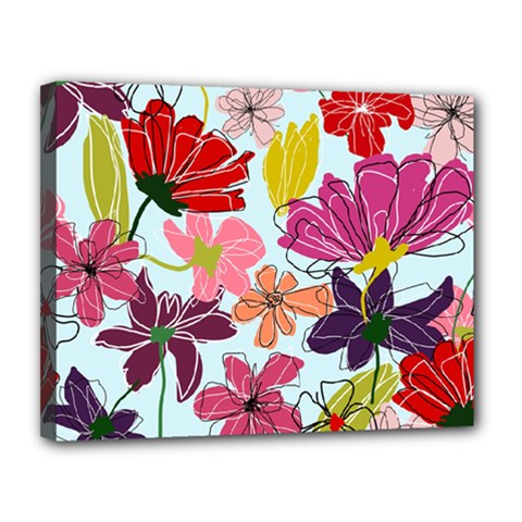 Flower Pattern Canvas 14  X 11  (stretched) by Galinka