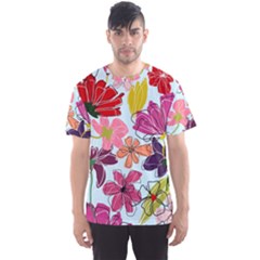 Flower Pattern Men s Sport Mesh Tee