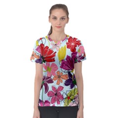 Flower Pattern Women s Sport Mesh Tee