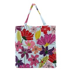 Flower Pattern Grocery Tote Bag