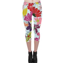 Flower Pattern Capri Leggings 