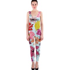 Flower Pattern One Piece Catsuit by Galinka