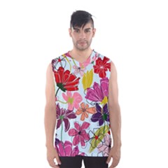 Flower Pattern Men s Basketball Tank Top