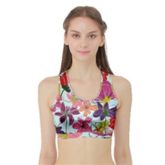 Flower Pattern Sports Bra With Border