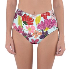 Flower Pattern Reversible High-waist Bikini Bottoms