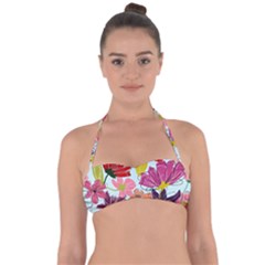 Flower Pattern Halter Bandeau Bikini Top