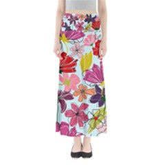 Flower Pattern Full Length Maxi Skirt