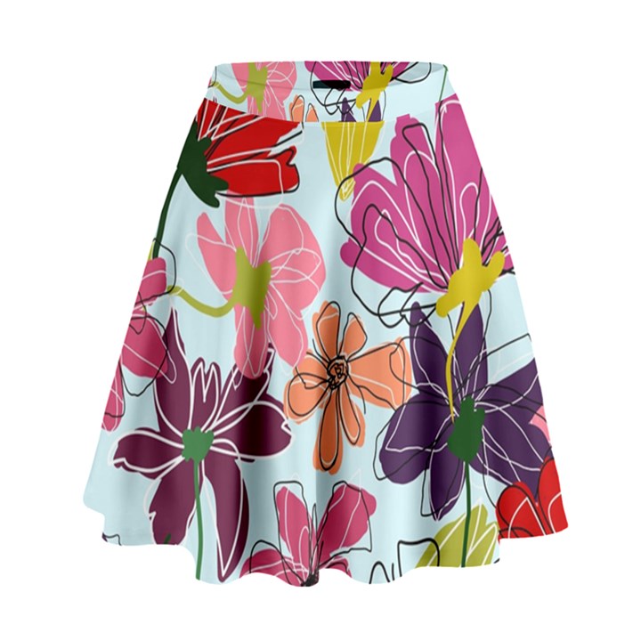 Flower pattern High Waist Skirt