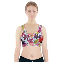 Flower Pattern Sports Bra With Pocket