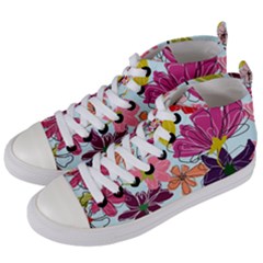 Flower Pattern Women s Mid-top Canvas Sneakers