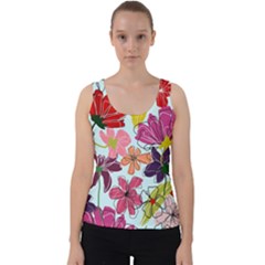 Flower Pattern Velvet Tank Top by Galinka