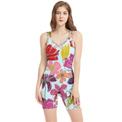 Flower Pattern Women s Wrestling Singlet