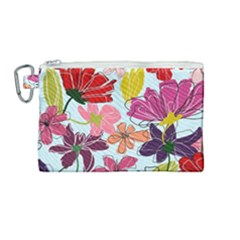 Flower Pattern Canvas Cosmetic Bag (medium)