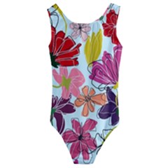 Flower Pattern Kids  Cut-out Back One Piece Swimsuit