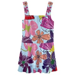 Flower Pattern Kids  Layered Skirt Swimsuit