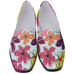 Flower Pattern Women s Classic Loafer Heels