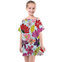 Flower Pattern Kids  One Piece Chiffon Dress