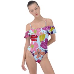 Flower Pattern Frill Detail One Piece Swimsuit