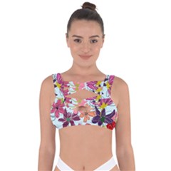 Flower Pattern Bandaged Up Bikini Top