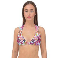 Flower Pattern Double Strap Halter Bikini Top by Galinka