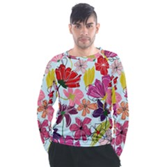 Flower Pattern Men s Long Sleeve Raglan Tee