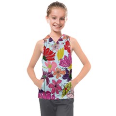 Flower Pattern Kids  Sleeveless Hoodie