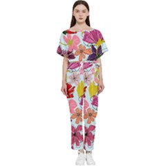 Flower Pattern Batwing Lightweight Jumpsuit