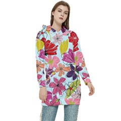 Flower pattern Women s Long Oversized Pullover Hoodie