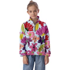 Flower Pattern Kids  Half Zip Hoodie by Galinka