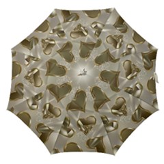   Golden Hearts Straight Umbrellas by Galinka