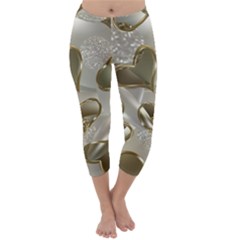   Golden Hearts Capri Winter Leggings  by Galinka