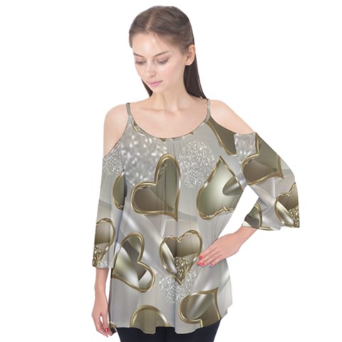   Golden Hearts Flutter Tees by Galinka