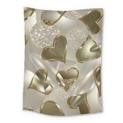   Golden Hearts Medium Tapestry by Galinka