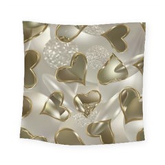   Golden Hearts Square Tapestry (small) by Galinka