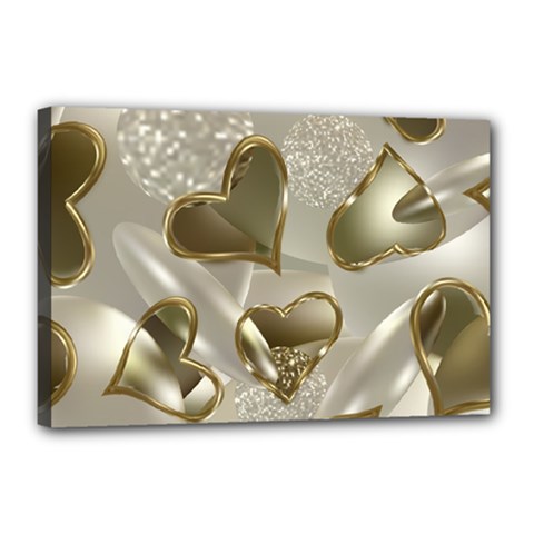   Golden Hearts Canvas 18  X 12  (stretched) by Galinka