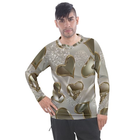   Golden Hearts Men s Pique Long Sleeve Tee by Galinka