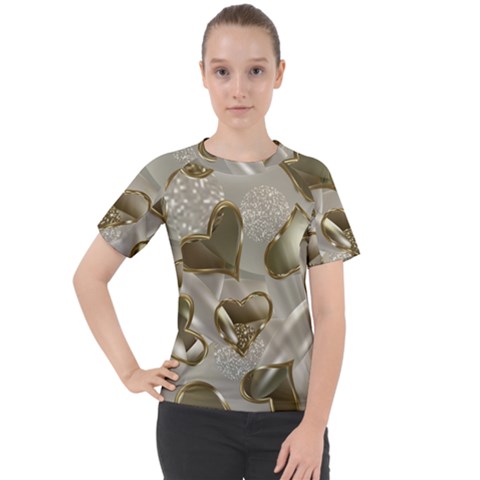   Golden Hearts Women s Sport Raglan Tee by Galinka