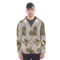   Golden Hearts Men s Hooded Windbreaker by Galinka