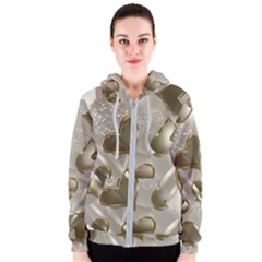   Golden Hearts Women s Zipper Hoodie by Galinka