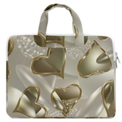   Golden Hearts Macbook Pro Double Pocket Laptop Bag by Galinka