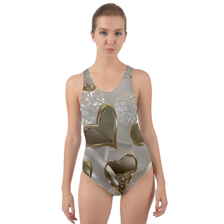   Golden hearts Cut-Out Back One Piece Swimsuit