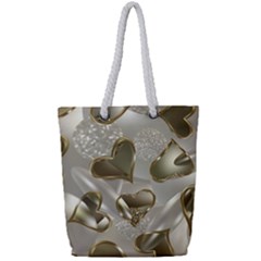   Golden Hearts Full Print Rope Handle Tote (small) by Galinka